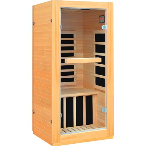 Lamar Far Infrared Sauna with Red Light, Low EMF Home Sauna Room, 10-Color Light, Bluetooth Speakers, Digital Control Panel - Personal Indoor Luxury Spa for House and Gym