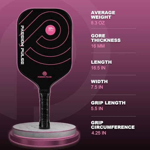 Pickleball Paddles 2025,Raw Carbon Fiber Surface（CFS） 16mm T700 High Grit & Spin, V6 Pro Pickle Ball Paddles Designed for Ultimate Spin & Consistency- Cute Pickleball Paddle (Black & Pink)