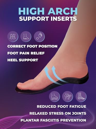 Arch Support Insoles for Men Women - High Arch Shoe Inserts for Standing All Day - Plantar Fasciitis Relief Orthotic Insole for Flat Feet - Work Running Hiking