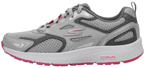 Skechers Women's Go Run Consistent Shoes, Grey/Pink, 7 M