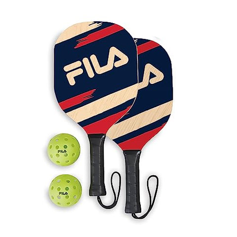 FILA Pickleball Paddles Set - 2 Wooden Paddles, 2 Balls & Bag for Pickleball Equipment, 2 Pack - Rally