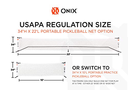 Onix Pickleball 2-in-1 Regulation-Size Portable Net and Practice Net Set Includes Carrying Case with Wheels,White