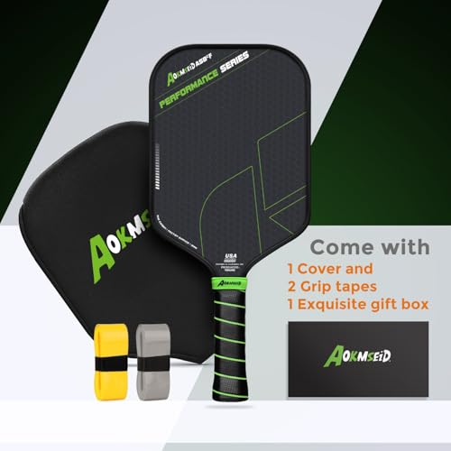 AKS Performance Series Pickleball Paddles - Toray T700 Raw Carbon Fiber Pickleball Paddle with Physical Friction Surface, 16mm Powerful Polymer Core, Good Control & Spin Shots, USAPA Approved - Black