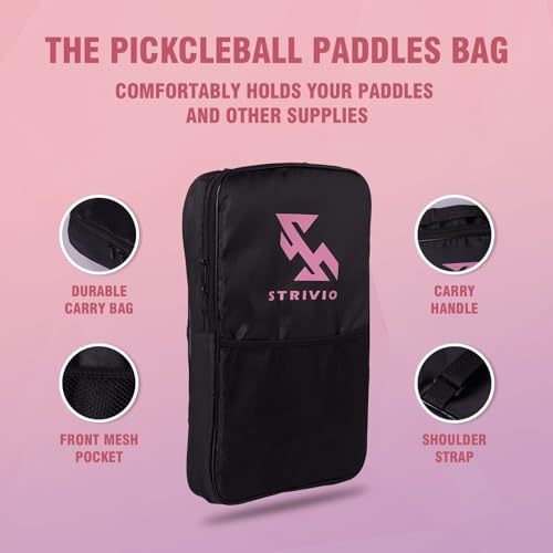 Strivio Pickleball Paddles Set of 2, Light Weight T700 Carbon Graphite Pickleball Paddles with 4 Balls and 1 Table Tennis Bag for Beginners & Pros