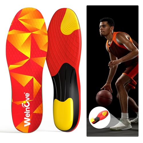 Welnove Sports Insoles for Plantar Fasciitis: Running Insoles to Prevent Injuries & Boost Performance – Shock-Absorbing Triple-Cushion Design for Marathon, Basketball, Pickleball & Hiking, XL