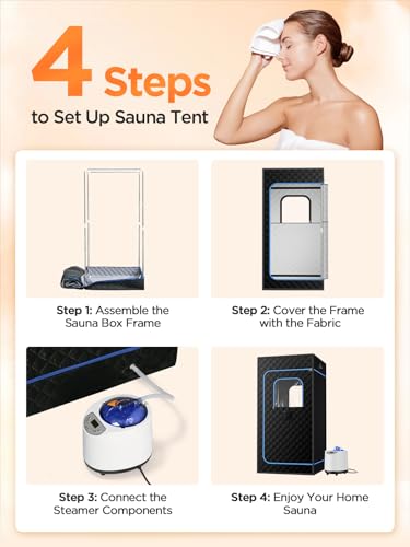 pikulLA Sauna Box, Portable Sauna for Home, Personal Portable Steam Sauna Tent with 1200W 3L Steamer Heater, 15 Levels, Remote Control, Foldable Chair, Cozy Big Size 36 * 36 * 71 inches