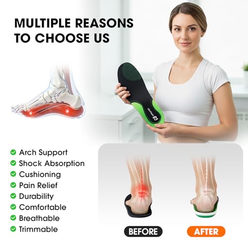 StepTastic Supercritical Foam Insoles for Men Women, Arch Support Orthotics for Plantar Fasciitis Flat Feet Pain Relief, Shock Absorption Boot Inserts, Trimmable, M 9.5-10.5 W 10.5-11.5, 1 Pair