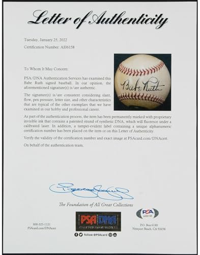 Magnificent Babe Ruth Single Signed 1948 American League Baseball PSA DNA COA - Autographed Baseballs