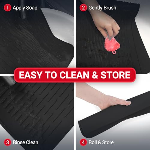 Thick Stove Top Cover for Electric Stove (28 x 20 Inch) Silicone Flat Range Mat for Glass Cooktop, Heat-Resistant Induction Protector Covers for Stovetop, Silicon Oven Topcover Protectors - Black