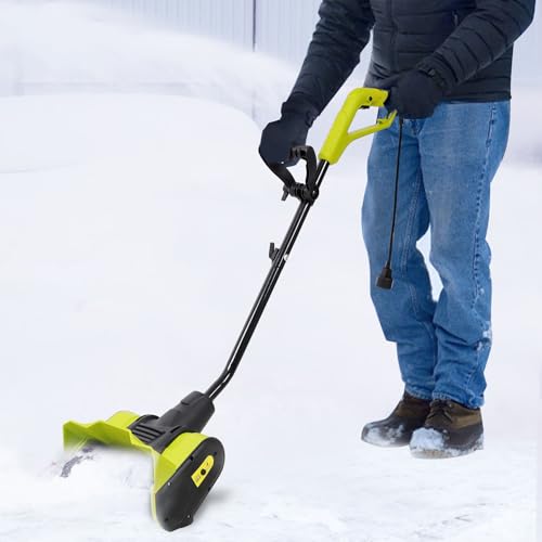 12-Inch Electric Snow Shovel with Dual Blade Auger, 10-Amp Corded Snow Thrower with 19 Ft Throw Distance, Adjustable Handle, Lightweight Snow Blower for Driveways, Walkways, Patios