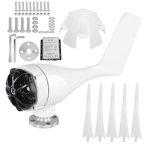 Hyuduo 1600W 5Blade Small Wind Turbine Generator for Industrial and Commercial Renewable Energy Generation Systems, 12V OffGrid Power Solution