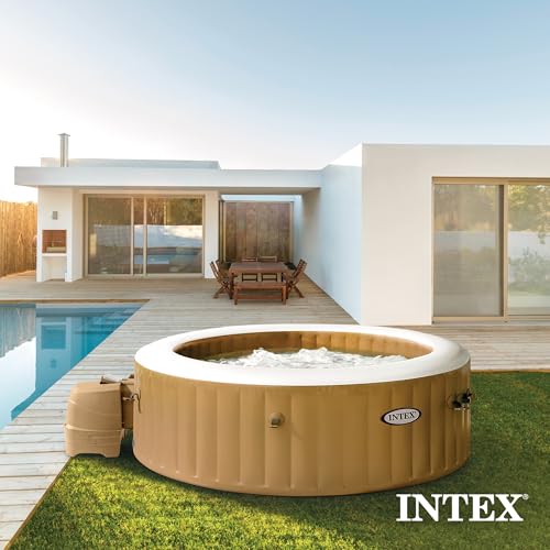 Intex PureSpa 6 Person Bubble Massage Inflatable Hot Tub Spa Set, Sahara Tan - Portable Outdoor Spa Plus Water Heater Pump, Foam Cover, Dispenser Ball