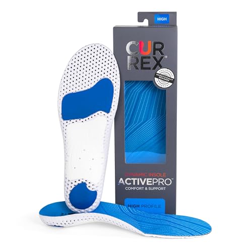 CURREX ActivePro Insoles for Walking, Working, Standing, Dance, Running & Other Sports Shoes, Arch Support Inserts to Help Reduce Fatigue & Ankle & Heel Pain for Men & Women (High Arch, Medium)