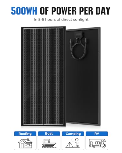 Rvpozwer 18BB 100 Watt Solar Panel, N-Type 12V 100W Solar Panel, 25% High Efficiency Monocrystalline PV Modules for RV, Marine, Rooftop, Farm, Trailer, Home Off-Grid System