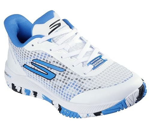 Skechers Women's Viper Court Pro Pickleball Sneaker, White/Blue, 8.5