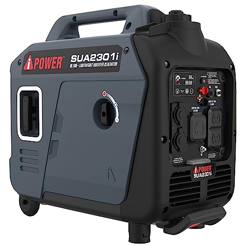 A-iPower Portable Inverter Generator, 2300W RV Ready, EPA & CARB Compliant CO Sensor, Portable Ultra-Light Weight For Backup Home Use, Tailgating & Camping (SUA2301i)