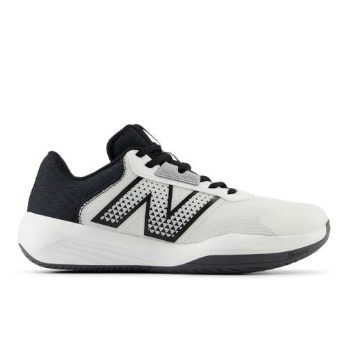 New Balance Women's 696 V6 Tennis Shoe, White/Black, 7.5 W