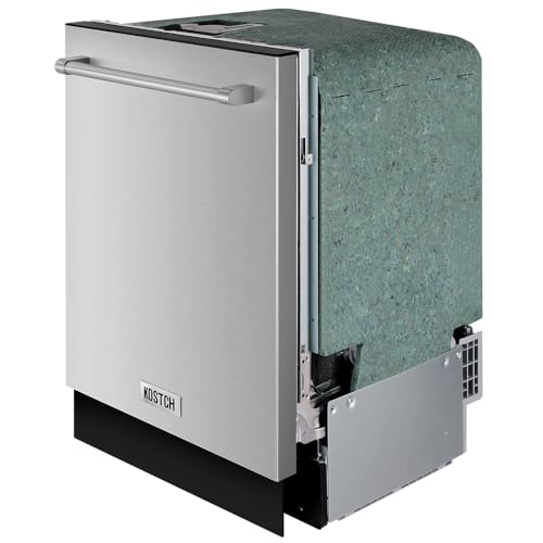 KOSTCH 24 inch Built-In Dishwasher,Top Control 8 Wash Programs Slide In DishWasher Machine with Third Rack,Large Capacity 15 Place Settings, ENERGY STAR Certified, 45-dBA Ultra-Quiet (Stainless Steel)