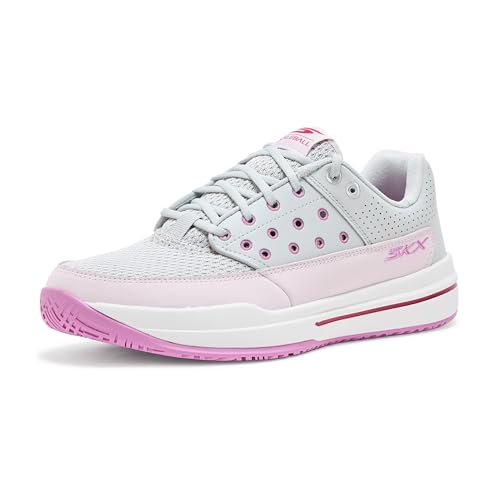 Skechers Women's Viper Court Luxe Pickleball Sneaker, Light Gray/Pink, 9