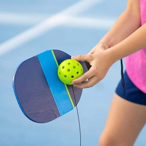 Trasylph Tennis Trainer Rebound Ball with 3 Green Pickleballs, Portable Tennis Self Training Tool, Suitable for Beginners to Seasoned Players, Blue, 20 x 20 x 4 cm (7.87 x 7.87 x 1.57 inches), 1 Count