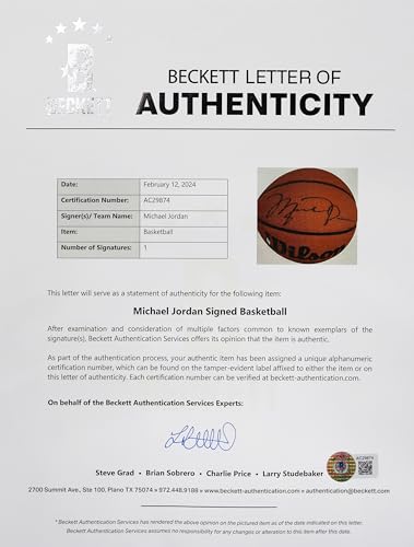 Michael Jordan Bulls Signed Autographed Wilson Basketball Upper Deck Sticker and Beckett Letter COA
