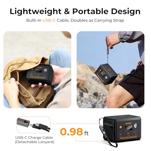powkey Laptop Power Station 30000mAh 100W Portable Charger PD 3.0 Fast Charging 96Wh LiFePO4 Power Bank with USB-C Cable,Battery Backup for Laptop Phone Travel Camping Office Emergency Home