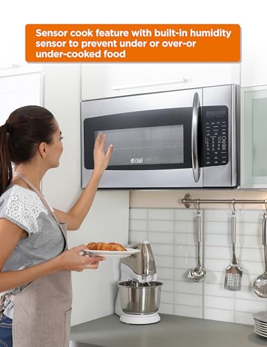 Commercial Chef 1.7 Cu. Ft. Over-The-Range Convection Microwave Oven, 1000 Watt Microwave with 10 Power Levels, 1400W Convection Oven with Air Fryer，CHMRC17GS, Stainless Steel