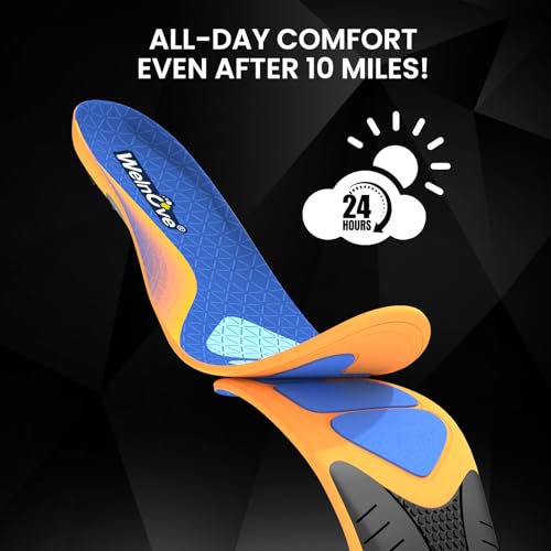 Welnove Running Insoles for Men & Women: Sports Insoles with Enhanced Shock Absorption for Basketball, Pickleball - Lightweight Design Boosts Performance for Athletes - Insoles for Standing All Day