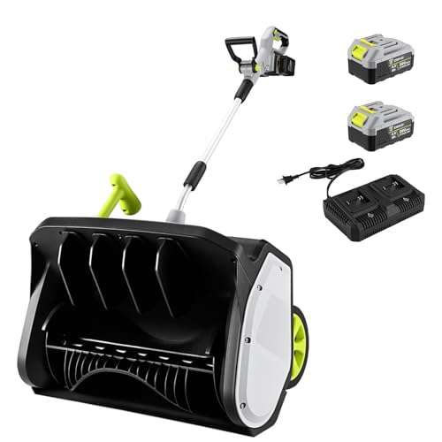 Cordless Snow Shovel: DEKOPRO 40V|17-Inch Cordless Snow Blower，Electric Snow Shove with Adjustable Chute, Lightweight Electric Snow Blower for Sidewalks & Stairs (2×20V Batteries)