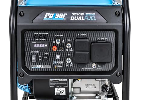 Pulsar PGX5250BiXCO 5250W Dual Fuel Inverter Generator – Gas & Propane, CO Sentry, RV Ready 30A Outlet, Digital Display, Portable Quiet Power for Home Backup, Camping & Jobsite