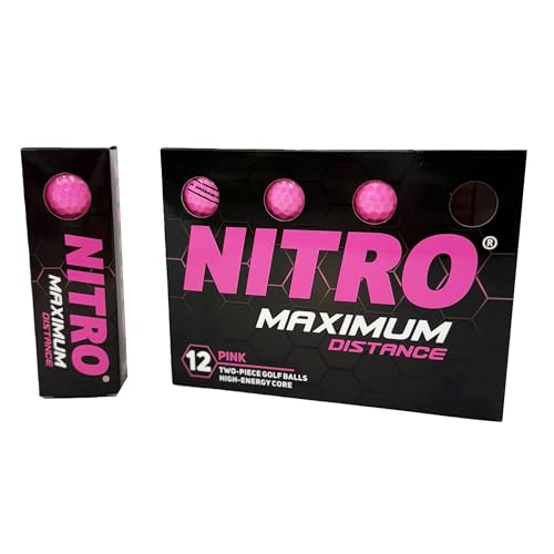 Nitro Maximum Distance Golf Balls- 12 Pack- Bright Pink- USGA Approved