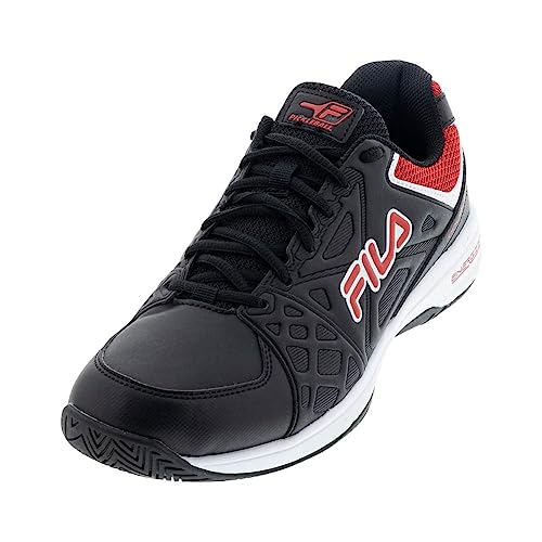 Fila mens Double Bounce 3 Pickleball Shoe, Black/Red/White, 10.5