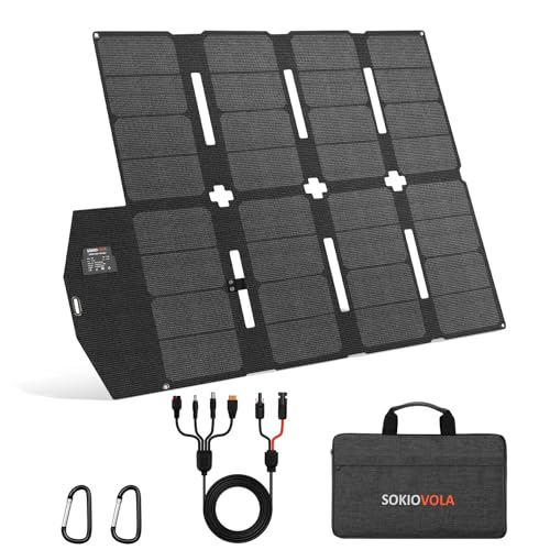 SOKIOVOLA 100W Portable Solar Panel for EF/Jackery/Bluetti/Anker Power Station MC4 Output Lightweight & Compact Foldable Solar Panel Charger Kits IP68 Waterproof for RV Travel Outdoor Activities