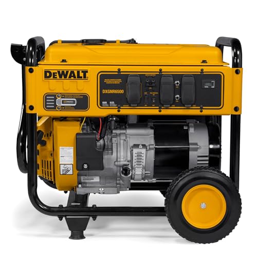 DeWalt 6,500-Watt Portable Gas Generator - 389cc Engine - Idle Control - Durable Wheels - Covered Outlets - CO Protect Technology - Jobsite and Emergency Power Ready