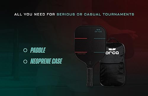 Orca Paddle Co. Predator Pickleball Paddle Set with Nylon Carry Bag - Fiberglass Racket with Anti-Slip Grip, Nomex Core for Adults, Beginners, Advanced Players - Premium Pickle-Ball Equipment