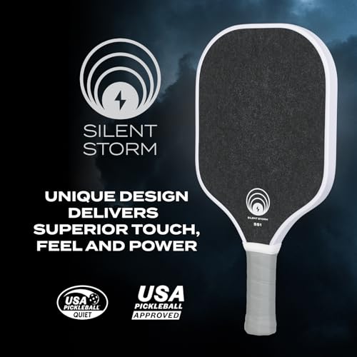 OWL Sport SILENT STORM Pickleball Paddle, 100% USAPA Tournament & League Approved, Max Control Play 16 MM Core, Patented High Performance Surface, Over 50% Noise Reduction, for All Skill Levels