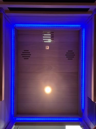 Haoyao Indoor Infrared Hemlock & Okoume 1100W 1-Person MINI Sauna with LED Lights, Bluetooth Speakers – A Gift for Parents or Friends
