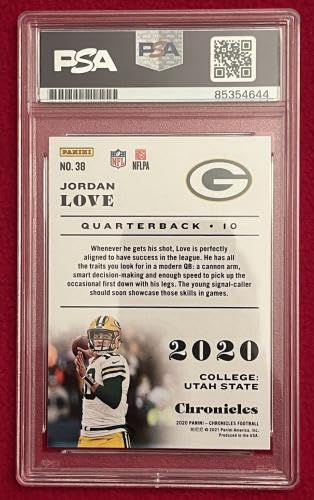 2020 Panini Chronicles Jordan Love #38 Signed RC Rookie Card PSA 85354644 - Football Slabbed Autographed Rookie Cards