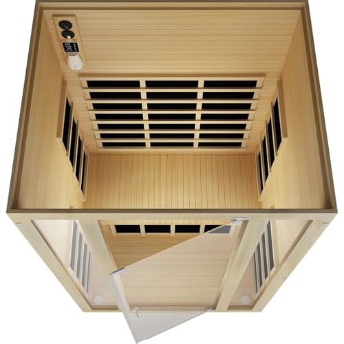 JNH Lifestyles Ensi+ 2-Person Home Infrared Sauna with Color & Red Light Therapy, Ultra-Low EMF - Indoor Personal Luxury Spa for House and Gym