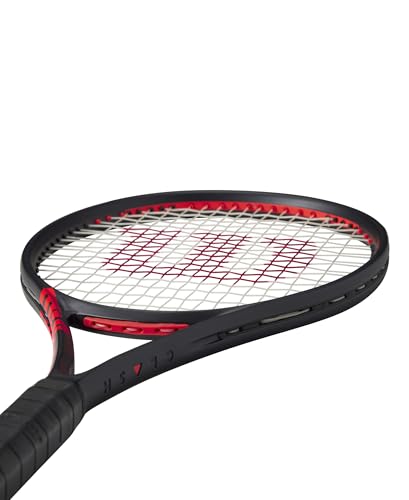 Wilson Clash 100 V3 Strung Adult Performance Tennis Racket - Grip Size 3-4 3/8", Strung with Sensation 16 Natural at Mid Range Tension