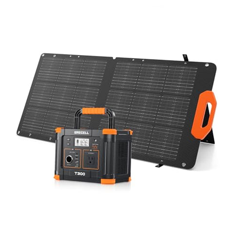 Portable Power Station 330W With 100W Solar Panel, Solar Generator Fast Charging Emergency Power Backup Battery UPS for Home Outage RV/Van Road Trip Camping