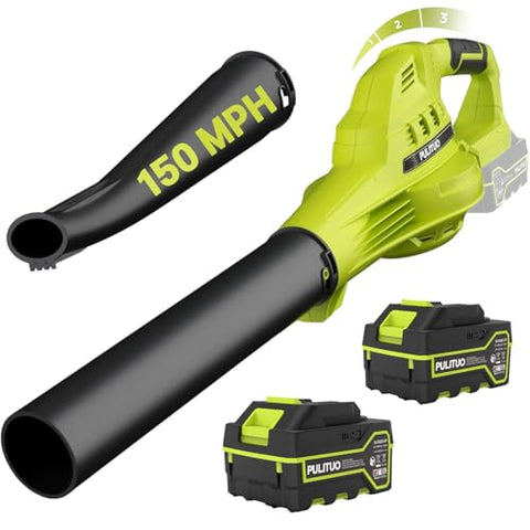 Leaf Blower Cordless with 2X 4.0Ah Batteries and Charger, 150MPH/180CFM Lightweight Cordless Blower, 3 Speeds Small Electric Leaf Blowers for Lawn Care, Patio, Yard, Leaves, Grass and Snow