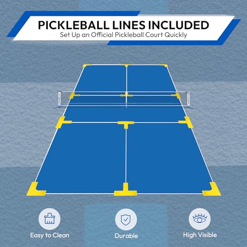 A11N SPORTS Premium Pickleball Starter Set for Driveway - 22ft Portable Net, Court Markers, 4X Paddles, Balls & Carrying Bag