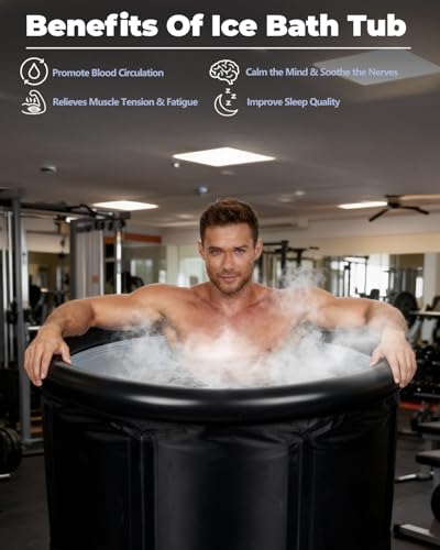 Bubplay Ice Bath Cold Plunge Tub with Cover for Indoor Outdoor for Recovery, Cold Water Therapy, Athletes & Adults -105 Gallons, Black, XL