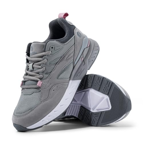 FitVille Womens Wide Width Sneakers Extra Wide Walking Shoes for Women for Flat Foot Plantar- Rebound Core V9 (7.5 X-Wide, Dove Grey)