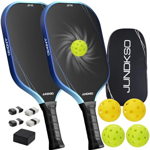 Pickleball Paddles Set of 2 - Graphite Carbon Fiber Pickle Ball Paddle Composite -USAPA Approved Pro Pickle Racket -14mm Lightweight PP Honeycomb Core -Men's and Women's Outdoor Game Gift Set/Blue