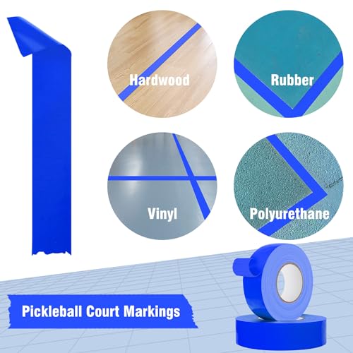HolderProf 2 in x 77 yd Pickleball Court Tape, 230 Feet Long Pickleball Court Marking Kit - Multipurpose Pickleball Tape for Games Activities Court Blue