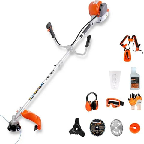PROYAMA 40cc Gas Powered Brush Cutter, 4-Cycle Heavy Duty Weed Eater, 3 in 1 Dual Line Gas String Trimmer and Grass Trimmer, Weed Wacker