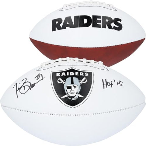 Tim Brown Oakland Raiders Autographed Panel Franklin Football with "HOF 15" Inscription - Autographed Footballs
