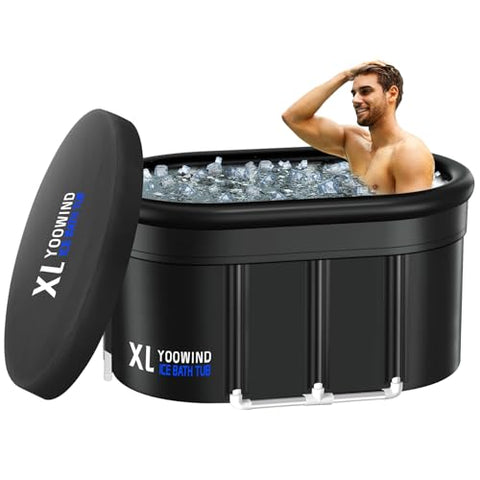 Upgrade XXL 150 Gal Cold Plunge Ice Bath Tub, Large Size for Athletes Up to 6'5'' Tall, Portable for Cold Water Therapy Recovery, Insulated Multi Layered Ice Bath Barrel for Indoor Outdoor Gym